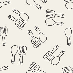 tableware doodle drawing seamless pattern background