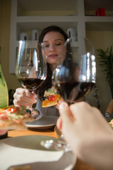 Romantic couple dating at home