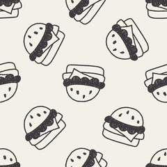 hamburger doodle drawing seamless pattern background