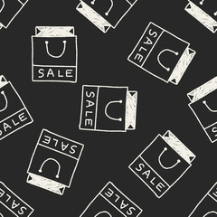 shopping bag doodle drawing seamless pattern background