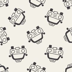 taxi doodle drawing seamless pattern background