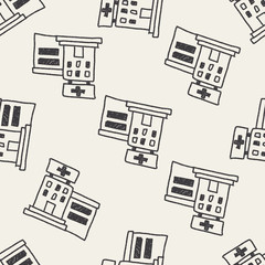 hospital doodle drawing seamless pattern background