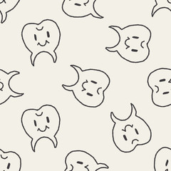 tooth doodle drawing seamless pattern background
