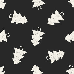 Christmas tree doodle drawing seamless pattern background