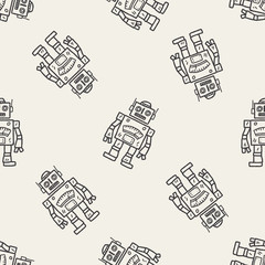 Doodle Robot seamless pattern background