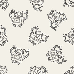 Doodle Robot seamless pattern background