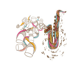 Jazz Saxophone doodle art