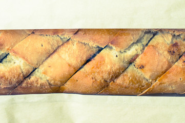Baguette with spices top view