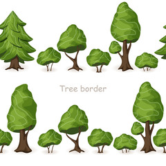 Set of seamless tree borders