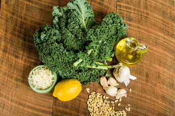 Ingredients for kale pesto