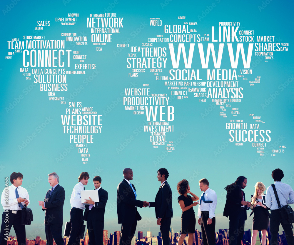 Aufkleber www social media internet connection global networking concept