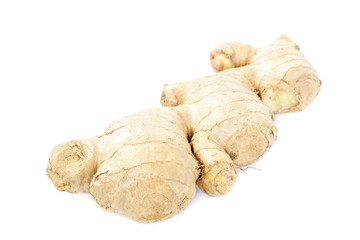 Ginger root on white background.