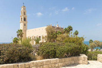 Fototapeta na wymiar Ancient Catholic monastery in the Israeli city of Jaffa