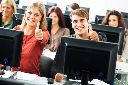 Students learning in computer lab