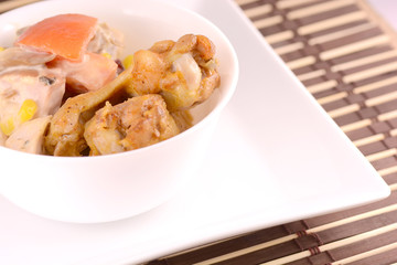 single Roasted chicken leg isolated on white