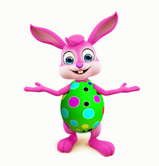 Easter Bunny with colourful eggs presentation pose
