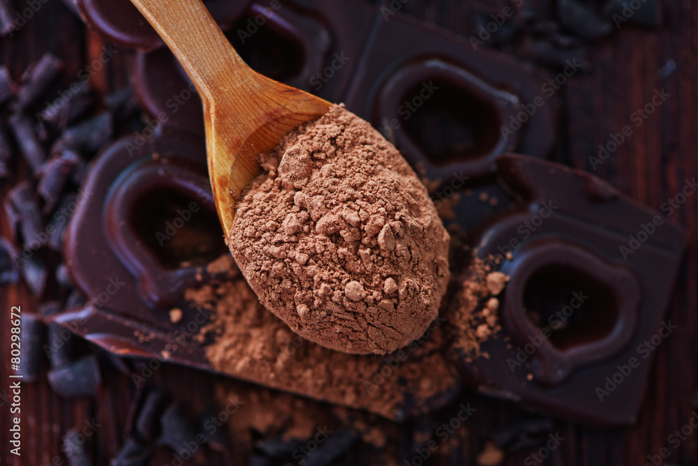 Poster cocoa powder and chocolate