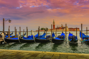 Fototapeta na wymiar Gondolas in Venice (filtered)