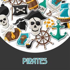 Background on pirate theme with stickers and objects