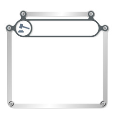 Metal frame for text with screws and frame for headline