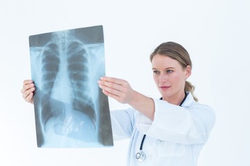 Focused doctor looking at xray