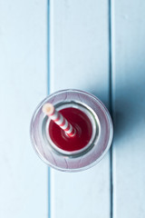 fruity juice in glass