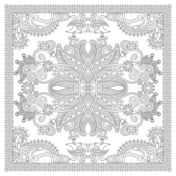 coloring book square page for adults - ethnic floral carpet desi