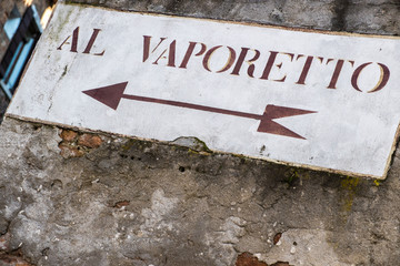 Vaporetto info sign, venetian transport, Italy