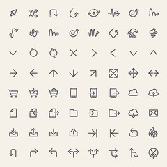 Stroke Arrow Icons Set Black