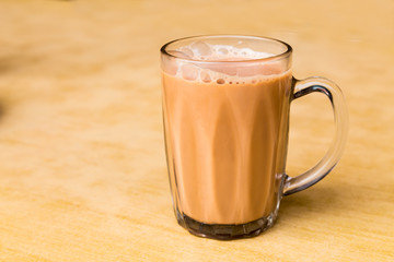 Tea with milk or popularly known as Teh Tarik in Malaysia