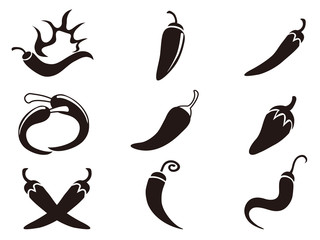 chili pepper icons set