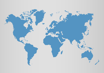 Fototapeta na wymiar Political world blue map and vector illustration