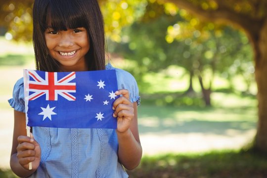 Cute Little Girl With Australian Flag