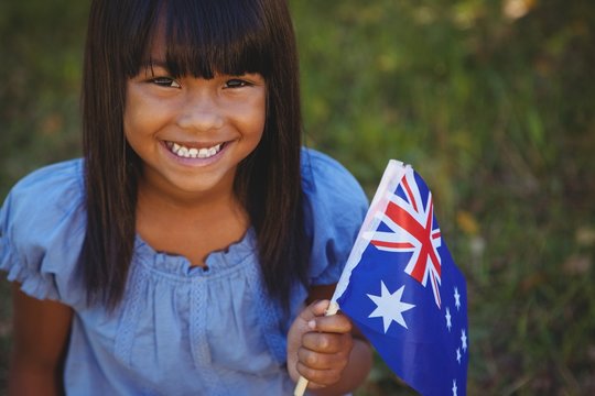 Cute Little Girl With Australian Flag