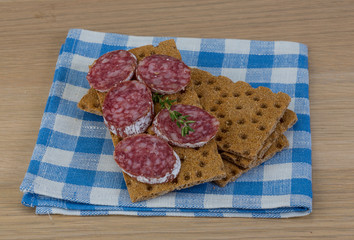 Crispbread with salami