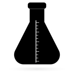 Black icon chemical flasks. Raster.