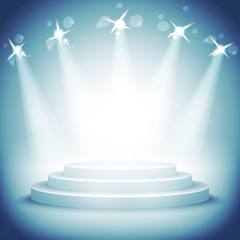 Illuminated stage podium award ceremony vector illustration