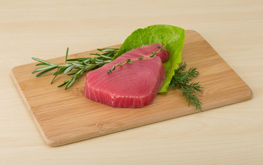 Raw tuna steak