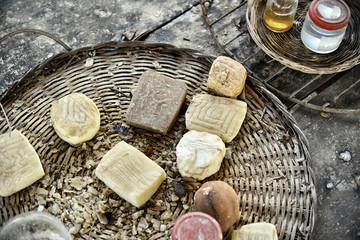 Making soap in the old way with animal fat