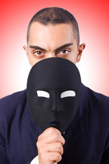 Man with mask isolated on white