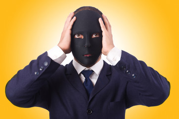 Man with mask isolated on white