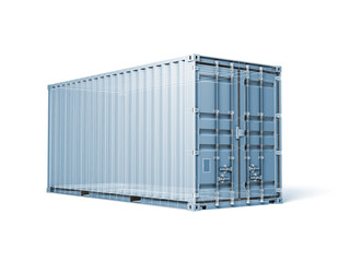 Cargo container, render with wireframe lines isolated on white