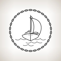 Silhouette yacht on a light background