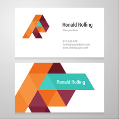 Modern letter R Business card template