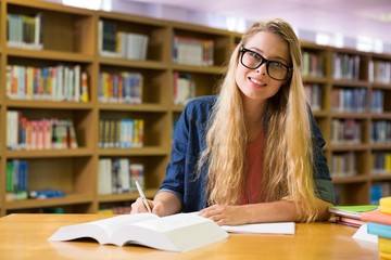 Student studying in the library