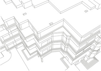 architectural linear sketch of building