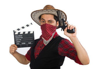 Young cowboy isolated on white