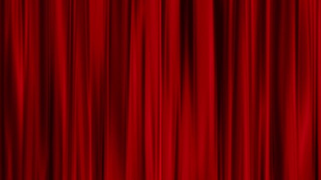 Red Curtains open, isolated on green screen