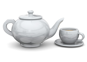 Teapot and Cup of tea - 3D