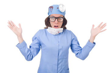 Female young doctor isolated on white